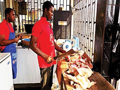 A frozen chicken seller